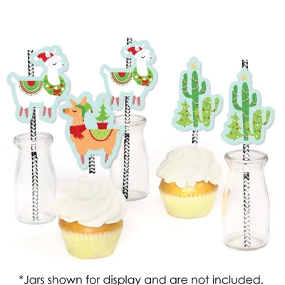 Big Dot Of Happiness Fa La Llama - Paper Straw Decor - Christmas And Holiday Party Striped Decorative Straws - Set Of 24 3 Big Dot Of Happiness Fa La Llama - Paper Straw Decor - Christmas And Holiday Party Striped Decorative Straws - Set Of 24 - Image 3