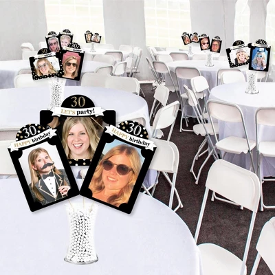 Big Dot Of Happiness Adult 30th Birthday - Gold - Birthday Party Picture Centerpiece Sticks - Photo Table Toppers - 15 Pieces 2 Big Dot Of Happiness Adult 30th Birthday - Gold - Birthday Party Picture Centerpiece Sticks - Photo Table Toppers - 15 Pieces - Image 2