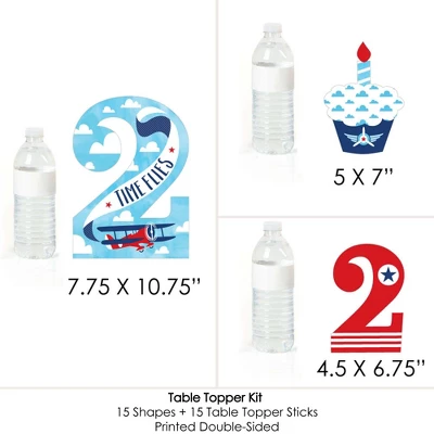 Big Dot Of Happiness 2nd Birthday Taking Flight - Airplane - Vintage Plane Second Birthday Party Centerpiece Sticks - Table Toppers - Set Of 15 6 Big Dot Of Happiness 2nd Birthday Taking Flight - Airplane - Vintage Plane Second Birthday Party Centerpiece Sticks - Table Toppers - Set Of 15 - Image 6