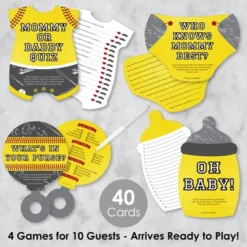 Big Dot Of Happiness Grand Slam - Fastpitch Softball - 4 Baby Shower Games - 10 Cards Each - Gamerific Bundle
