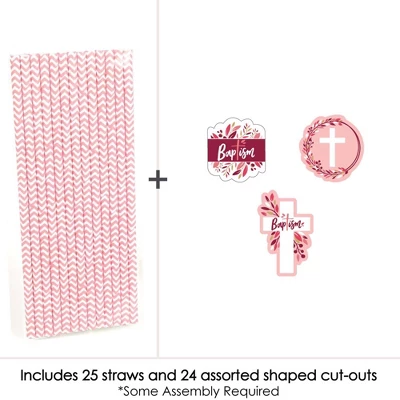 Big Dot Of Happiness Baptism Pink Elegant Cross - Paper Straw Decor - Girl Religious Party Striped Decorative Straws - Set Of 24 2 Big Dot Of Happiness Baptism Pink Elegant Cross - Paper Straw Decor - Girl Religious Party Striped Decorative Straws - Set Of 24 - Image 2