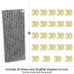 Big Dot Of Happiness Gold Glitter 30 Party Straws - No-Mess Real Gold Glitter Cut-Out Numbers & Decorative 30th Birthday Party Paper Straws - 24 Ct 7 Big Dot Of Happiness Gold Glitter 30 Party Straws - No-Mess Real Gold Glitter Cut-Out Numbers & Decorative 30th Birthday Party Paper Straws - 24 Ct -Aurora Party Sales GUEST 62ff8f22 be47 4c6e bcc6 8e90edbc018b