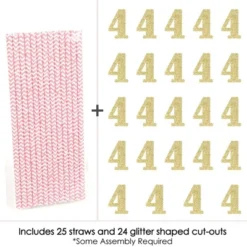 Big Dot Of Happiness Gold Glitter 4 Party Straws - No-Mess Real Gold Glitter Cut-Out Numbers & Decorative 4th Birthday Party Paper Straws - Set Of 24 -Aurora Party Sales GUEST 630696c0 dc57 43a8 ac53 7eadf9432f23