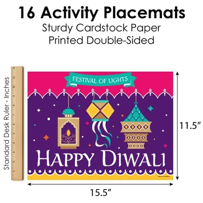 Big Dot Of Happiness Happy Diwali - Paper Festival Of Lights Party Coloring Sheets - Activity Placemats - Set Of 16 3 Big Dot Of Happiness Happy Diwali - Paper Festival Of Lights Party Coloring Sheets - Activity Placemats - Set Of 16 - Image 3