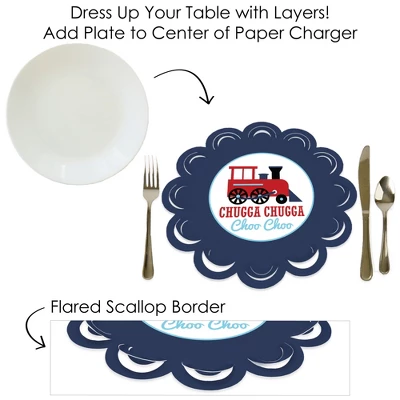 Big Dot Of Happiness Railroad Party Crossing - Steam Train Birthday Party Or Baby Shower Round Table Decorations - Paper Chargers Place Setting For 12 6 Big Dot Of Happiness Railroad Party Crossing - Steam Train Birthday Party Or Baby Shower Round Table Decorations - Paper Chargers Place Setting For 12 - Image 6