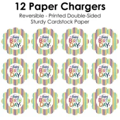 Big Dot Of Happiness Cheerful Happy Birthday - Colorful Birthday Party Round Table Decorations - Paper Chargers - Place Setting For 12 -Aurora Party Sales GUEST 63ce9072 79b4 4e5e a6df 79ddb2da845e