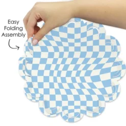 Big Dot Of Happiness Blue Checkered Party - Round Table Decorations - Paper Chargers - Place Setting For 12 -Aurora Party Sales GUEST 63fd684b a5fb 4729 9b74 5c876aa6e9ed