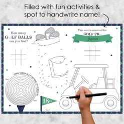 Big Dot Of Happiness Par-Tee Time - Golf - Paper Birthday Party Coloring Sheets - Activity Placemats - Set Of 16