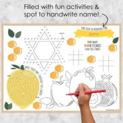 Big Dot Of Happiness Sukkot - Paper Sukkah Coloring Sheets - Activity Placemats - Set Of 16