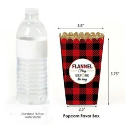 Big Dot Of Happiness Flannel Fling Before The Ring - Buffalo Plaid Bachelorette Party Favor Popcorn Treat Boxes - Set Of 12