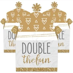 Big Dot Of Happiness It's Twins - Treat Box Party Favors - Gold Twins Baby Shower Goodie Gable Boxes - Set Of 12