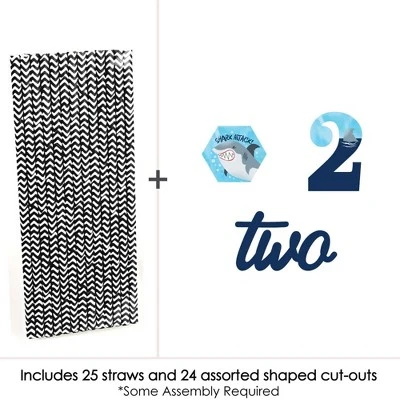 Big Dot Of Happiness 2nd Birthday Shark Zone - Paper Straw Decor - Jawsome Shark Second Birthday Party Striped Decorative Straws - Set Of 24 2 Big Dot Of Happiness 2nd Birthday Shark Zone - Paper Straw Decor - Jawsome Shark Second Birthday Party Striped Decorative Straws - Set Of 24 - Image 2