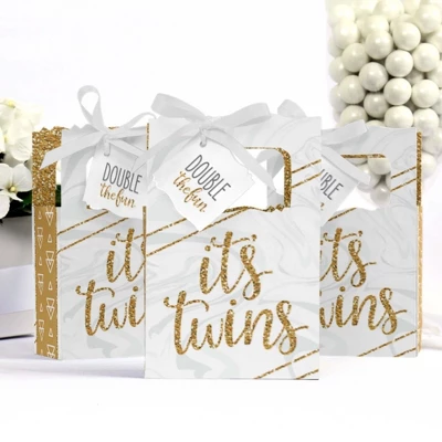 Big Dot Of Happiness It's Twins - Gold Twins Baby Shower Favor Boxes - Set Of 12 2 Big Dot Of Happiness It's Twins - Gold Twins Baby Shower Favor Boxes - Set Of 12 - Image 2