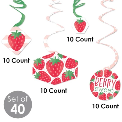Big Dot Of Happiness Berry Sweet Strawberry - Fruit Themed Birthday Party Or Baby Shower Hanging Decor - Party Decoration Swirls - Set Of 40 3 Big Dot Of Happiness Berry Sweet Strawberry - Fruit Themed Birthday Party Or Baby Shower Hanging Decor - Party Decoration Swirls - Set Of 40 - Image 3