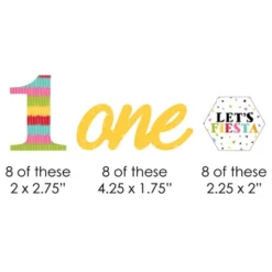 Big Dot Of Happiness 1st Birthday Let's Fiesta - Paper Straw Decor - Fiesta First Birthday Party Striped Decorative Straws - Set Of 24