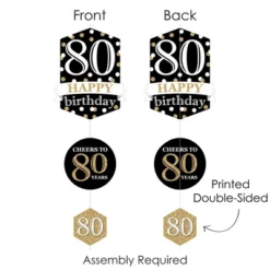 Big Dot Of Happiness Adult 80th Birthday - Gold - Birthday Party DIY Dangler Backdrop - Hanging Vertical Decorations - 30 Pieces -Aurora Party Sales GUEST 672e009f 4214 4c0d a551 709b0636774b