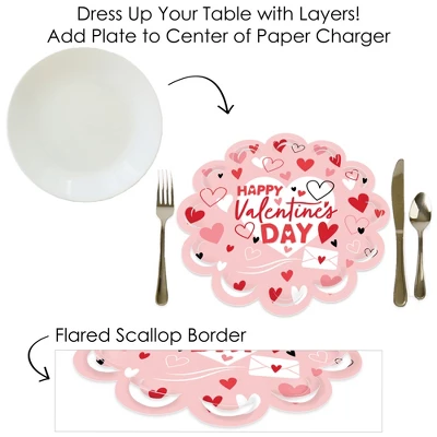 Big Dot Of Happiness Happy Valentine’s Day - Valentine Hearts Party Round Table Decorations - Paper Chargers - Place Setting For 12 6 Big Dot Of Happiness Happy Valentine’s Day - Valentine Hearts Party Round Table Decorations - Paper Chargers - Place Setting For 12 - Image 6