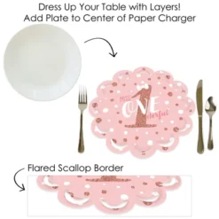 Big Dot Of Happiness 1st Birthday Little Miss Onederful - Girl First Birthday Party Round Table Decorations - Paper Chargers - Place Setting For 12 -Aurora Party Sales GUEST 67a639f3 70b5 4b97 b576 2867c9f26ed2