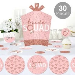 Big Dot Of Happiness Bride Squad - Rose Gold Bridal Shower Or Bachelorette Party Decor And Confetti - Terrific Table Centerpiece Kit - Set Of 30
