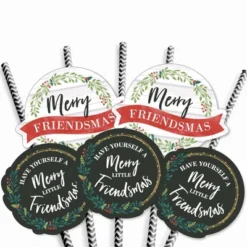 Big Dot Of Happiness Rustic Merry Friendsmas - Paper Straw Decor - Friends Christmas Party Striped Decorative Straws - Set Of 24 -Aurora Party Sales GUEST 69362c8b 82f3 4a5c 8ad8 4fc8e86458c3