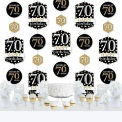 Big Dot Of Happiness Adult 70th Birthday - Gold - Birthday Party DIY Dangler Backdrop - Hanging Vertical Decorations - 30 Pieces