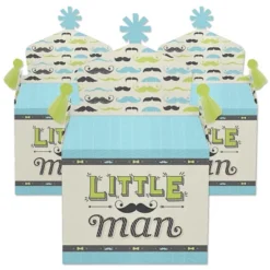 Big Dot Of Happiness Dashing Little Man Mustache Party - Treat Box Party Favors - Baby Shower Or Birthday Party Goodie Gable Boxes - Set Of 12
