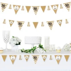 Big Dot Of Happiness We Still Do - 50th Wedding Anniversary - DIY Anniversary Party Pennant Garland Decoration - Triangle Banner - 30 Pieces