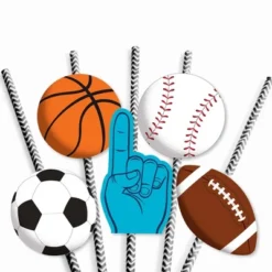 Big Dot Of Happiness Go, Fight, Win - Sports - Paper Straw Decor - Baby Shower Or Birthday Party Striped Decorative Straws - Set Of 24 -Aurora Party Sales GUEST 6cbd090c 35df 4bd1 9400 fbd254f46d09