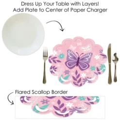 Big Dot Of Happiness Beautiful Butterfly - Floral Baby Shower Or Birthday Party Round Table Decorations - Paper Chargers - Place Setting For 12 -Aurora Party Sales GUEST 6d0f8571 db4b 40fa 9470 0e1a80767195