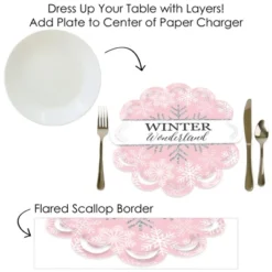 Big Dot Of Happiness Pink Winter Wonderland Holiday Birthday Party And Baby Shower Round Table Decorations - Paper Chargers - Place Setting For 12 -Aurora Party Sales GUEST 6dc9929a c41d 400b 9b14 76b0e34d5f52