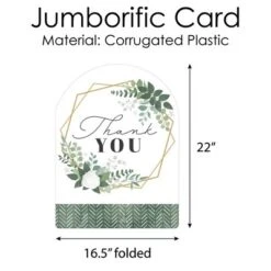 Big Dot Of Happiness Boho Botanical - Greenery Thank You Giant Greeting Card - Big Shaped Jumborific Card - 16.5 X 22 Inches -Aurora Party Sales GUEST 6e4b2497 bd10 4c31 960f 505b2a252eb1