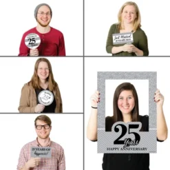 Big Dot Of Happiness We Still Do - 25th Wedding Anniversary Selfie Photo Booth Picture Frame & Props - Printed On Sturdy Material
