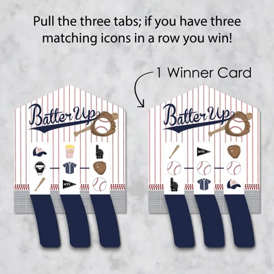 Big Dot Of Happiness Batter Up - Baseball - Baby Shower Or Birthday Party Game Pickle Cards - Pull Tabs 3-in-a-Row - Set Of 12 2 Big Dot Of Happiness Batter Up - Baseball - Baby Shower Or Birthday Party Game Pickle Cards - Pull Tabs 3-in-a-Row - Set Of 12 - Image 2