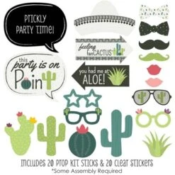Big Dot Of Happiness Prickly Cactus Party - Fiesta Party Photo Booth Props Kit - 20 Count