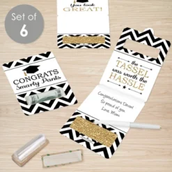 Big Dot Of Happiness Tassel Worth The Hassle - Gold - DIY Assorted Graduation Cash Holder Gift - Funny Money Cards - Set Of 6