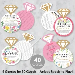 Big Dot Of Happiness Wildflowers Bride - 4 Boho Floral Bridal Shower Games - 10 Cards Each - Gamerific Bundle