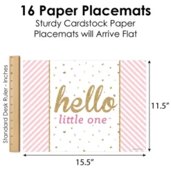 Big Dot Of Happiness Hello Little One - Pink And Gold - Party Table Decorations - Girl Baby Shower Placemats - Set Of 16 -Aurora Party Sales GUEST 6f31cdf6 b822 4959 add2 04409994a443