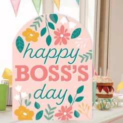 Big Dot Of Happiness Female Best Boss Ever - Happy Women Boss's Day Giant Greeting Card - Big Shaped Jumborific Card - 16.5 X 22 Inches