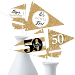 Big Dot Of Happiness We Still Do - 50th Wedding Anniversary - Triangle Anniversary Party Photo Props - Pennant Flag Centerpieces - Set Of 20 -Aurora Party Sales GUEST 6ff2e24f 9659 4f75 ae31 ead474f618be