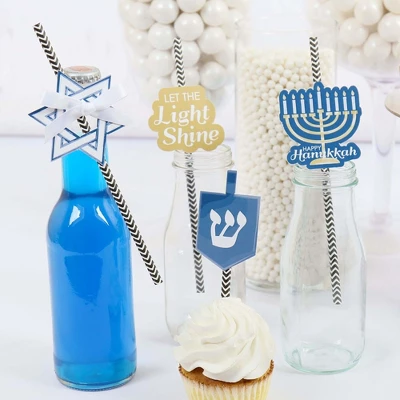 Big Dot Of Happiness Happy Hanukkah Paper Straw Decor - Hanukkah Party Striped Decorative Straws - Set Of 24 5 Big Dot Of Happiness Happy Hanukkah Paper Straw Decor - Hanukkah Party Striped Decorative Straws - Set Of 24 - Image 5