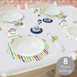 Big Dot Of Happiness Cheerful Happy Birthday - Colorful Birthday Party Paper Charger And Table Decorations - Chargerific Kit - Place Setting For 8