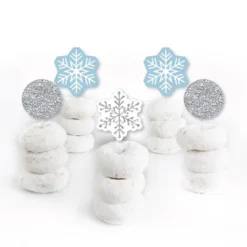 Big Dot Of Happiness Winter Wonderland - Dessert Cupcake Toppers - Snowflake Holiday Party And Winter Wedding Clear Treat Picks - Set Of 24