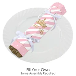 Big Dot Of Happiness Little Princess Crown - No Snap Pink And Gold Princess Baby Shower Or Birthday Party Table Favors - DIY Cracker Boxes - Set Of 12