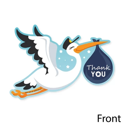 Big Dot Of Happiness Boy Special Delivery - Shaped Thank You Cards - It's A Boy Stork Baby Shower Thank You Note Cards With Envelopes - Set Of 12 2 Big Dot Of Happiness Boy Special Delivery - Shaped Thank You Cards - It's A Boy Stork Baby Shower Thank You Note Cards With Envelopes - Set Of 12 - Image 2
