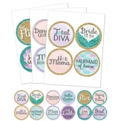 Big Dot Of Happiness Trading The Tail For A Veil - Mermaid Bachelorette Party Or Bridal Shower Name Tags - Party Badges Sticker Set Of 12