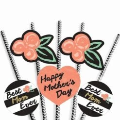 Big Dot Of Happiness Best Mom Ever Paper Straw Decor - Mother's Day Party Striped Decorative Straws - Set Of 24 -Aurora Party Sales GUEST 72fd1e75 e88d 49c3 8f69 0b45d12a7739