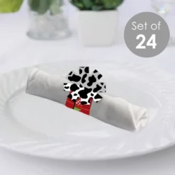 Big Dot Of Happiness Farm Animals - Barnyard Baby Shower Or Birthday Party Paper Napkin Holder - Napkin Rings - Set Of 24