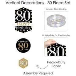 Big Dot Of Happiness Adult 80th Birthday - Gold - Birthday Party DIY Dangler Backdrop - Hanging Vertical Decorations - 30 Pieces -Aurora Party Sales GUEST 744c4aca 8c3e 4caa b4ff f0a8ea60a326