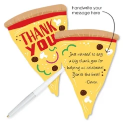 Big Dot Of Happiness Pizza Party Time - Shaped Thank You Cards - Baby Shower Or Birthday Party Thank You Note Cards With Envelopes - Set Of 12