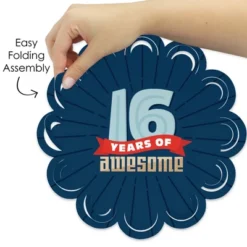 Big Dot Of Happiness Boy 16th Birthday - Sweet Sixteen Birthday Party Round Table Decorations - Paper Chargers - Place Setting For 12 -Aurora Party Sales GUEST 7603e48f a113 4c55 ae18 fa6602106a7e